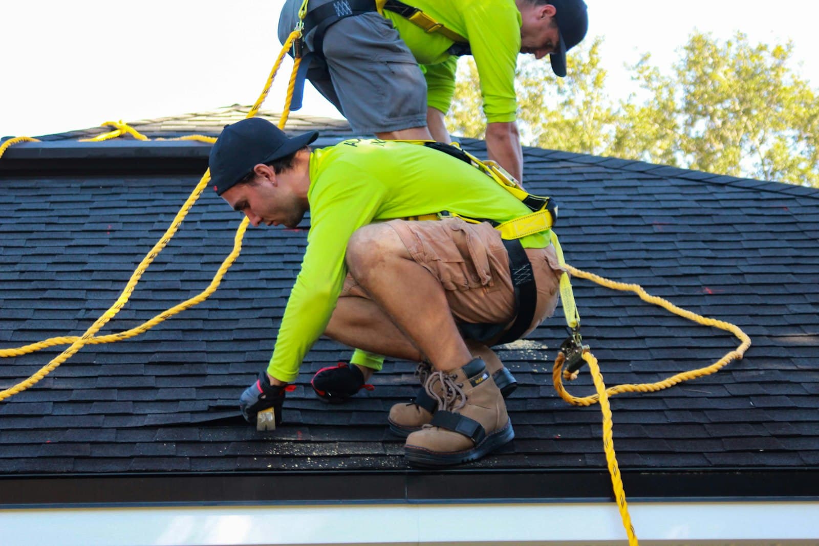 Crew working a residential roof